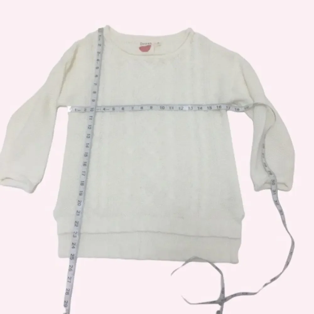 Derek Heart Off White Cable Knit Hi/Low Sweater, L - Picture 4 of 4